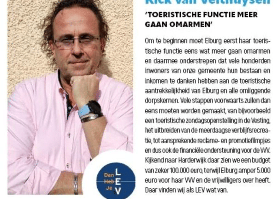 Veluwe Koerier, stelling: Moet de VVV meer financiële steun krijgen van de gemeente om Elburg als gemeente te promoten?