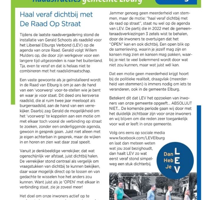 Column LEV in de Huis-aan-Huis van deze week